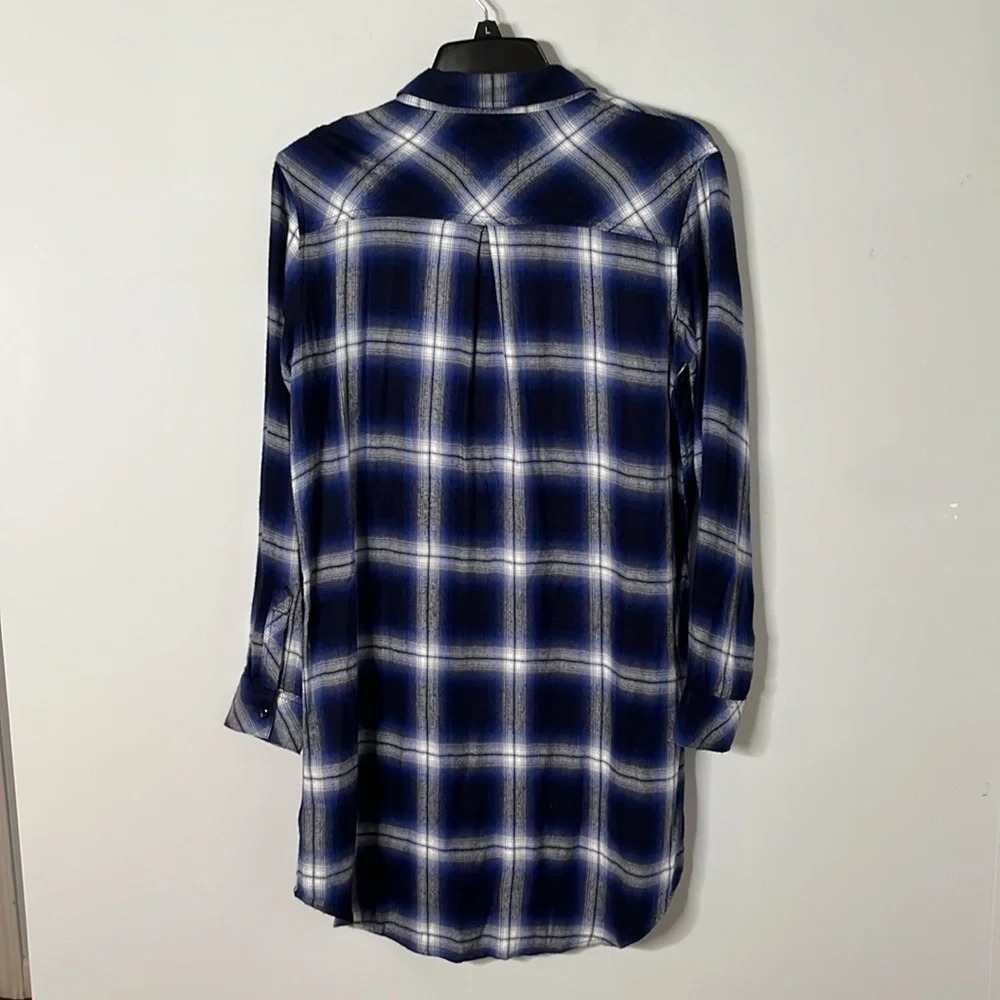 Rails Bianca Azure Ivory Plaid Button Down Tunic Dress - Picture 6 of 6
